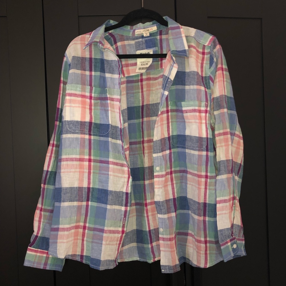 Button up multi colored shirt